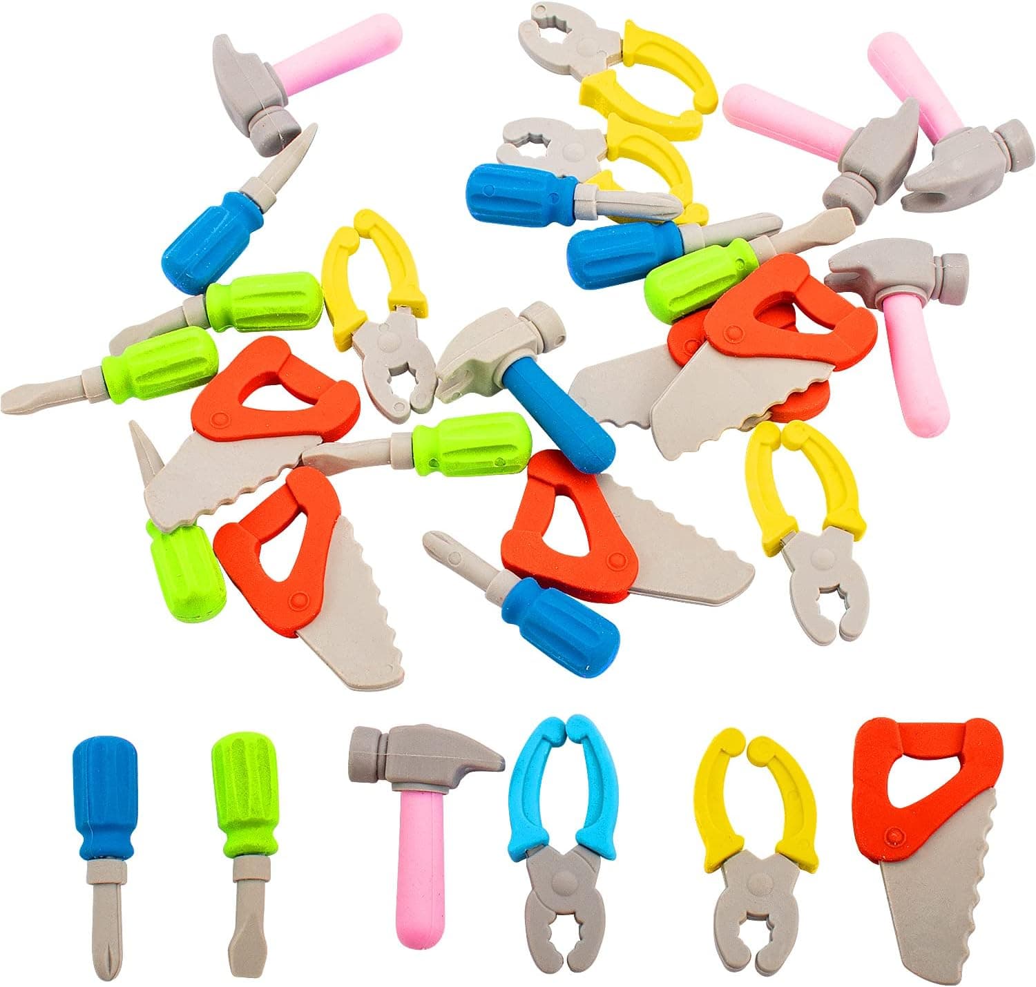 30 Pcs Creative Repair Tool Kit Erasers Set Screwdriver Miniature for School, Reward Prize and Party