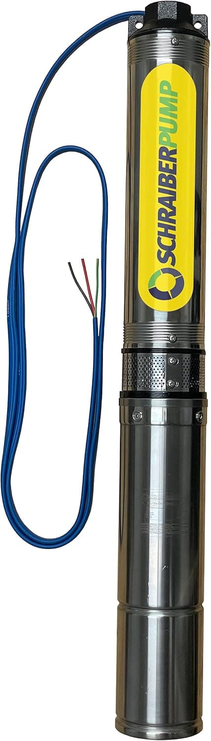 SCHRAIBERPUMP 4" Deep Well Submersible Pump 1.5HP 230v, NEW AXIAL LOAD DESIGN, 315'head, 135PSI max, 22GPM 2wire, Thermal Protection, stainless steel,100% COPPER WINDING includes splice kit