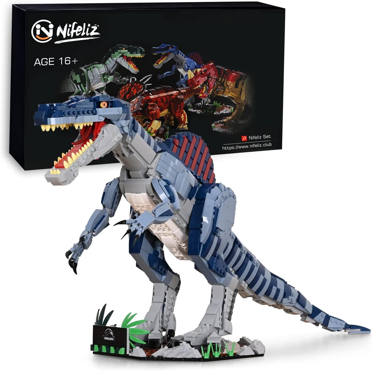 Nifeliz Dinosaur Spinosaurus Model Building Block Kit – Construction Set to Build, Model Set and Assembly Toy for Teens and Adults, Creative Gift for Dinosaurs Model Fans. New 2021 (2086 PCS)