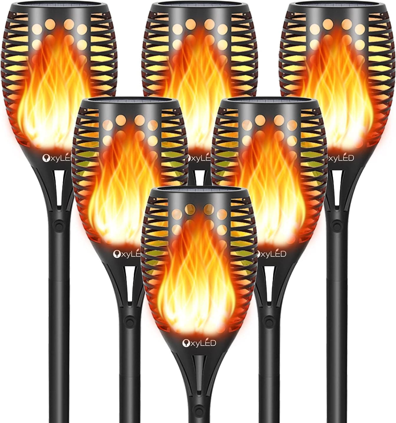 6 Pack Solar Torch Lights, 96 LED Solar Lights Outdoor Garden with Flickering Flames Waterproof, Decorative Landscape Lights Solar Powered for Pathway, Yard, Patio, Lawn, Porch, Christmas, Halloween