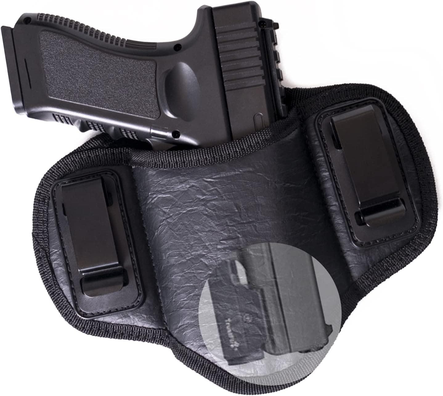 POYOLEE Tactical Pancake Holster, Concealed Carry Gun Holster for Men, Universal IWB Holster for Pistol, Fits Glock 19 17 20 23 | Beretta 92 FS, PX4, XDM, MP with Laser.