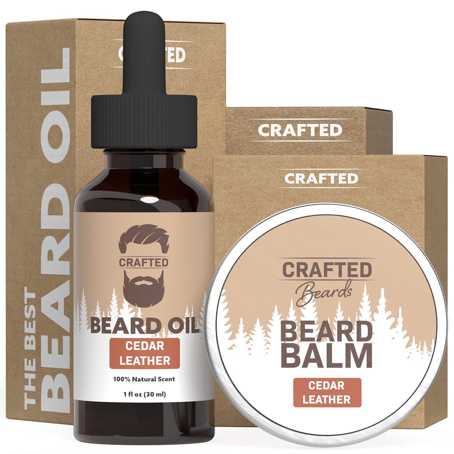 Deluxe Beard Oil and Beard Balm - For a Softer, Smoother, Moisturized Beard - Made with All-Natural and Organic Ingredients - Leave in Conditioner - Beard Care Kit for Men - Cedarwood Scent