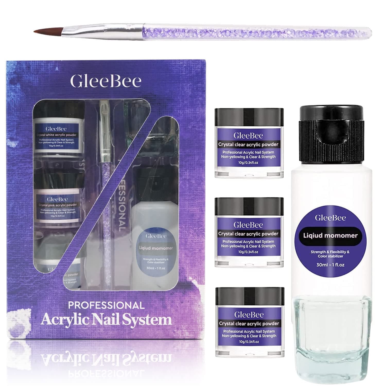 Gleebee Acrylic Powder & Liquid, Acrylic Nail Kit, Acrylic Nail Powder and Liquid Set for Nail Carving, Professional Manicure Set
