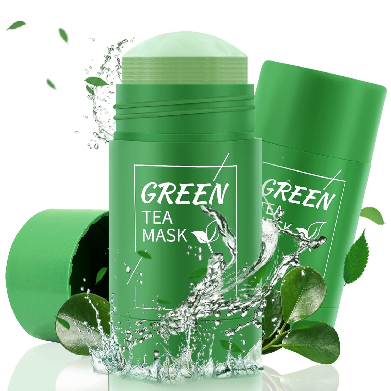 2PCS Green Tea Mask Stick,Green Mask Stick For Face Moisturizes Oil Control,Green Tea Purifying Clay Stick Mask,Poreless Deep Cleanse Mask Stick For Women Men,Green Tea Mask Stick Blackhead Remover