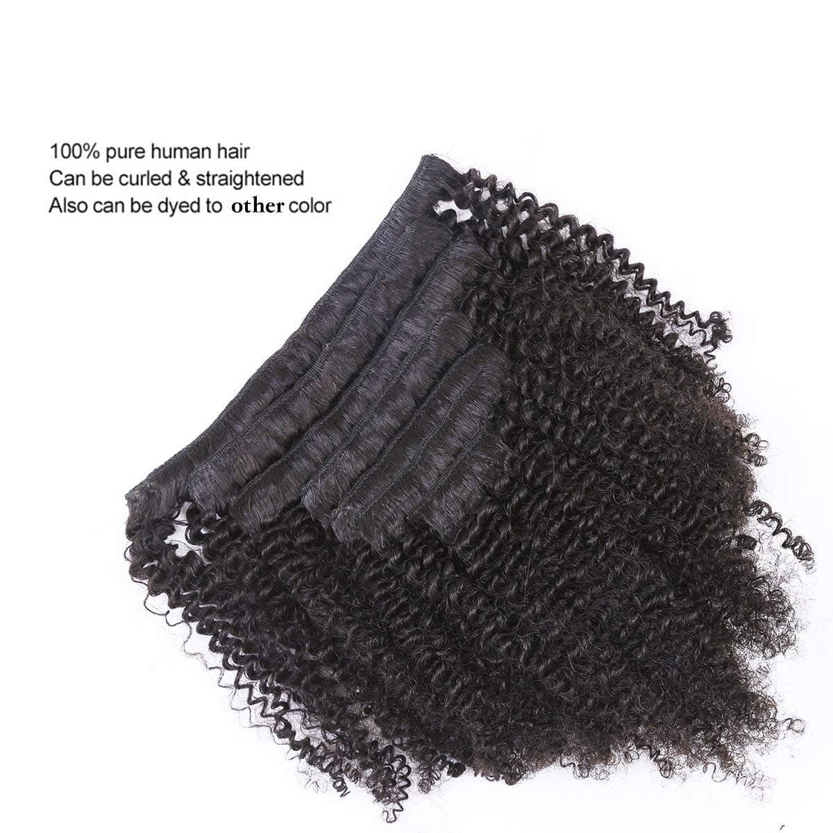12"-26" Afro Kinky Curly Hair Clip In Human Hair Extensions 4B 4C 100% Human Natural Black Color Hair Clip Ins Full Head Brazilian Virgin Remy Hair 7PC/Set 100G for Black Women (14INCH/35CM)