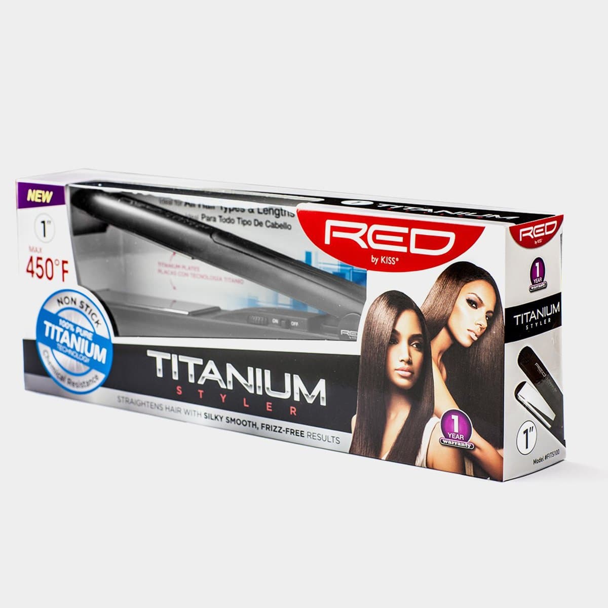 RED by KISS Titanium Styler Flat Iron (Titanium, 1")
