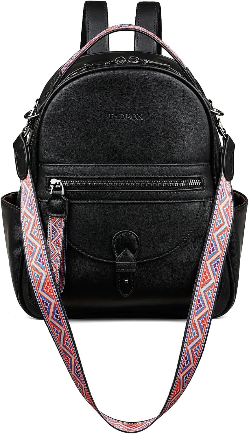 FADEON Mini Backpack Purse for Women, Designer Leather Cute Roomly Small Backpacks, Ladies Shoulder Backpack Fashion Handbag