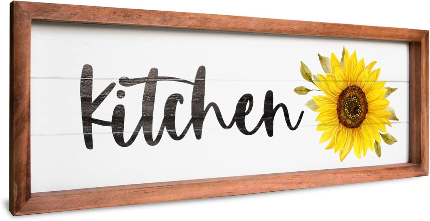Sunflower Decor Sunflower Decor for Kitchen, House, Home Wall Decor - Wood (5.8 x 16.5") Wall Mounting Kit Included // Decorada