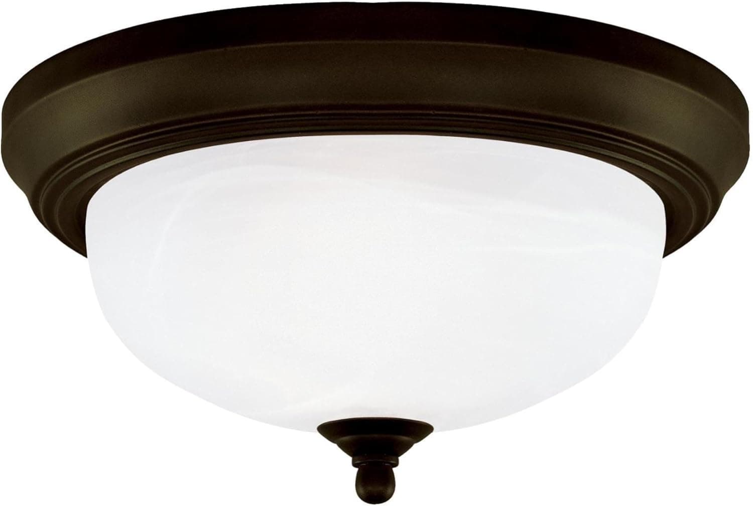 Westinghouse Lighting 64291 13-Inch Two-Light Flush Mount Fixture, Oil Rubbed Bronze with Frosted White Alabaster Globe