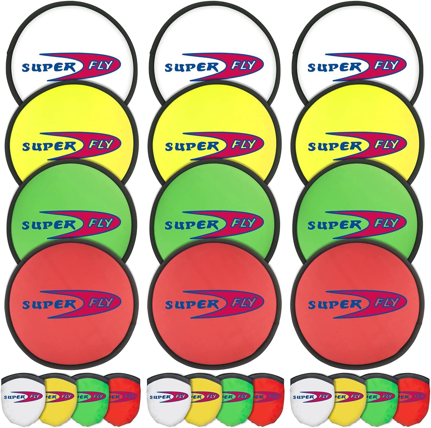 ArtCreativity Folding Pocket Frisbee Set - 12 Pack - Foldable Frisbees for Kids and Adults - Colorful Flying Disc Toys - Fun Birthday Party Favors for Boys and Girls - Summer Outdoor Activity Game