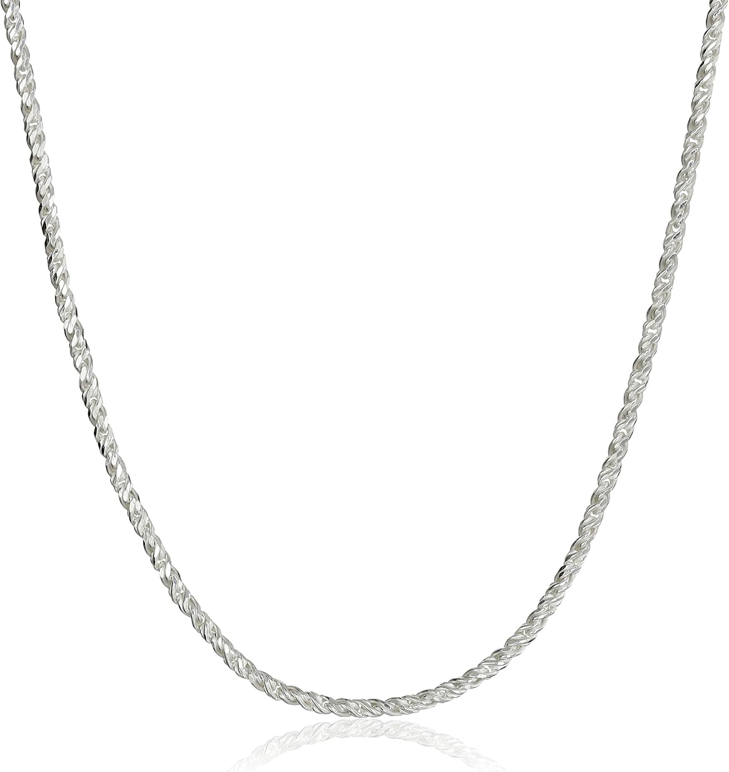 Amazon Collection Sterling Silver 1.2mm Sparkle Chain Necklace