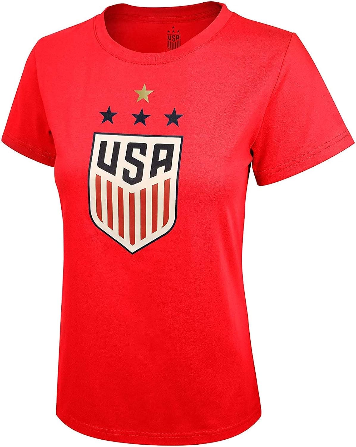 Icon Sports U.S. Soccer USWNT 4-Star Celebration Crest Ladies T-Shirt Soccer Tee