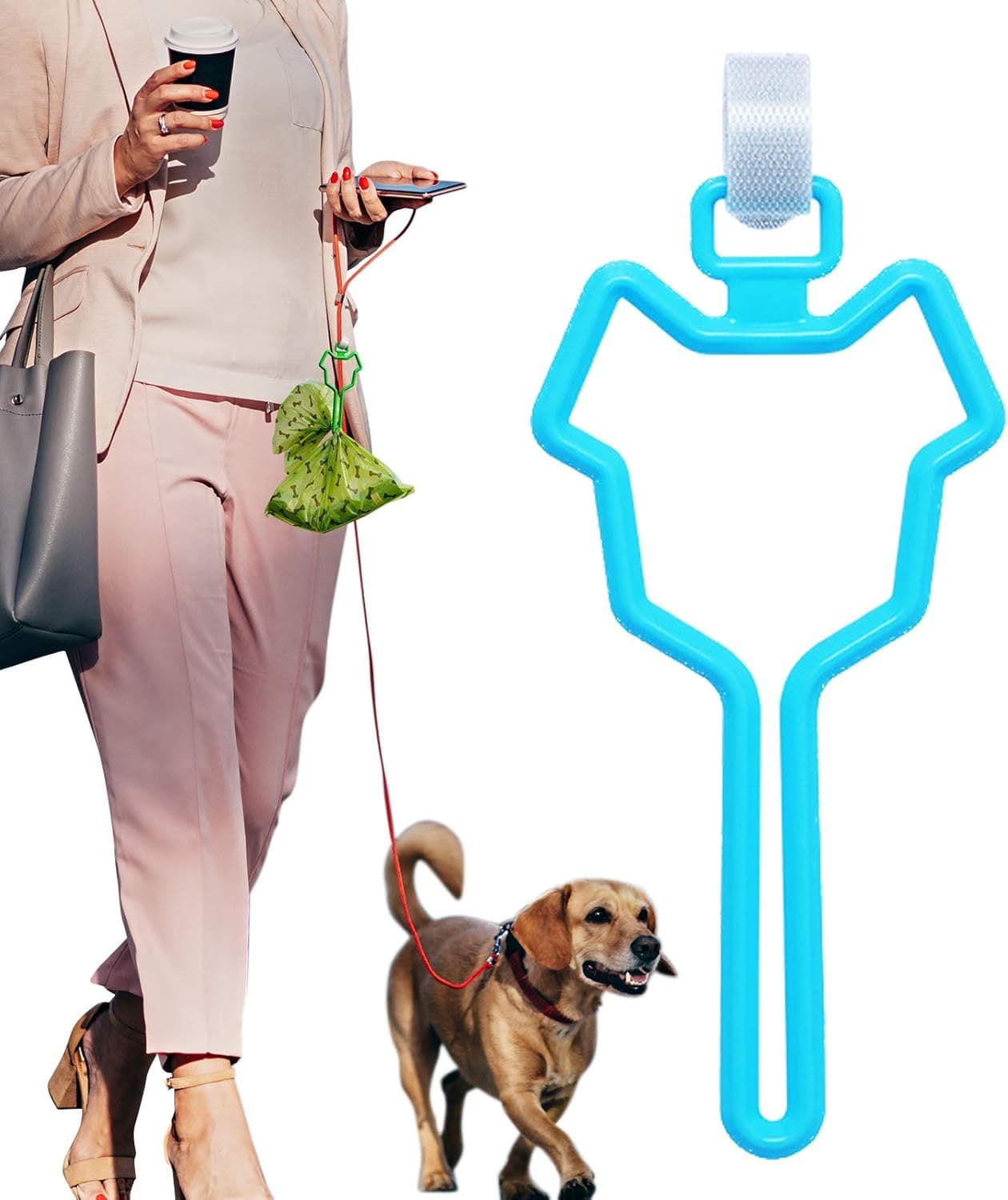 CROWATTS Dog Poop Bag Holder, Hands Free Adjustable Waste Bag Carrier Poop Bag Holder for Any Leash, Blue