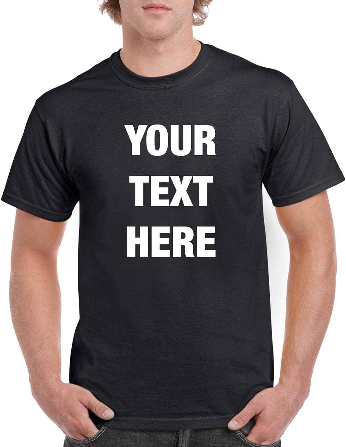 Custom Personalized Gildan t-Shirt Your Text Here No Minimums - Black X-Large