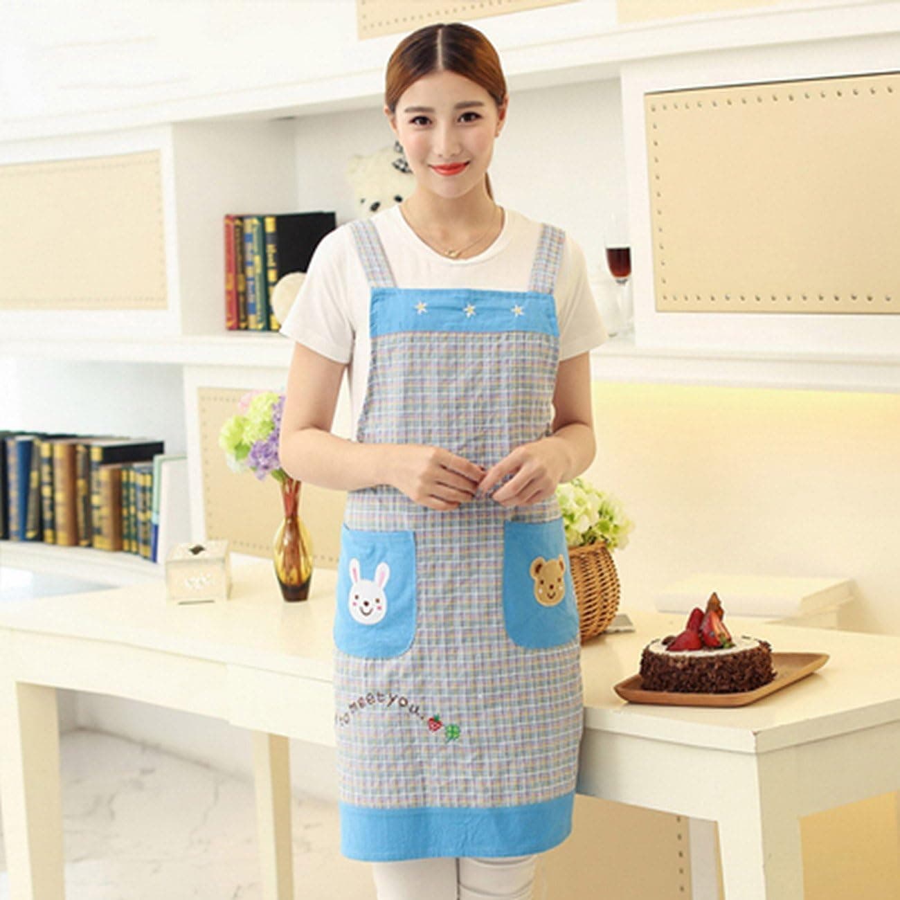 Geranjie Home Furnishing Apron Scarf Manicure Korean Restaurant Kitchen Apron Kindergarten Overalls for Woman