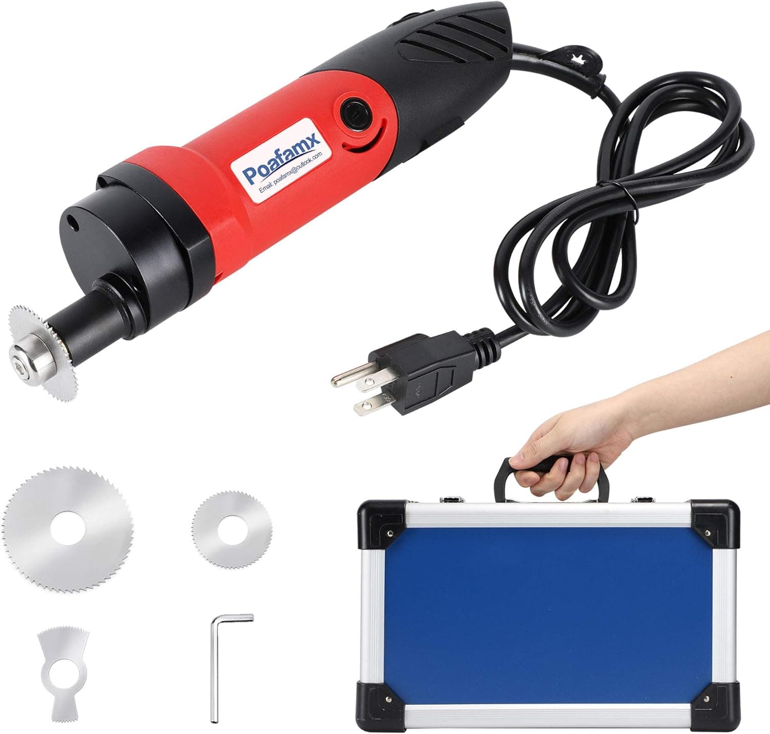 Poafamx Electric Cast Saw Plaster Cutter Adjustable Speed with 3 Blades 12500rpm/min 110V for Tearing Polymeric Materials Plaster (Red)