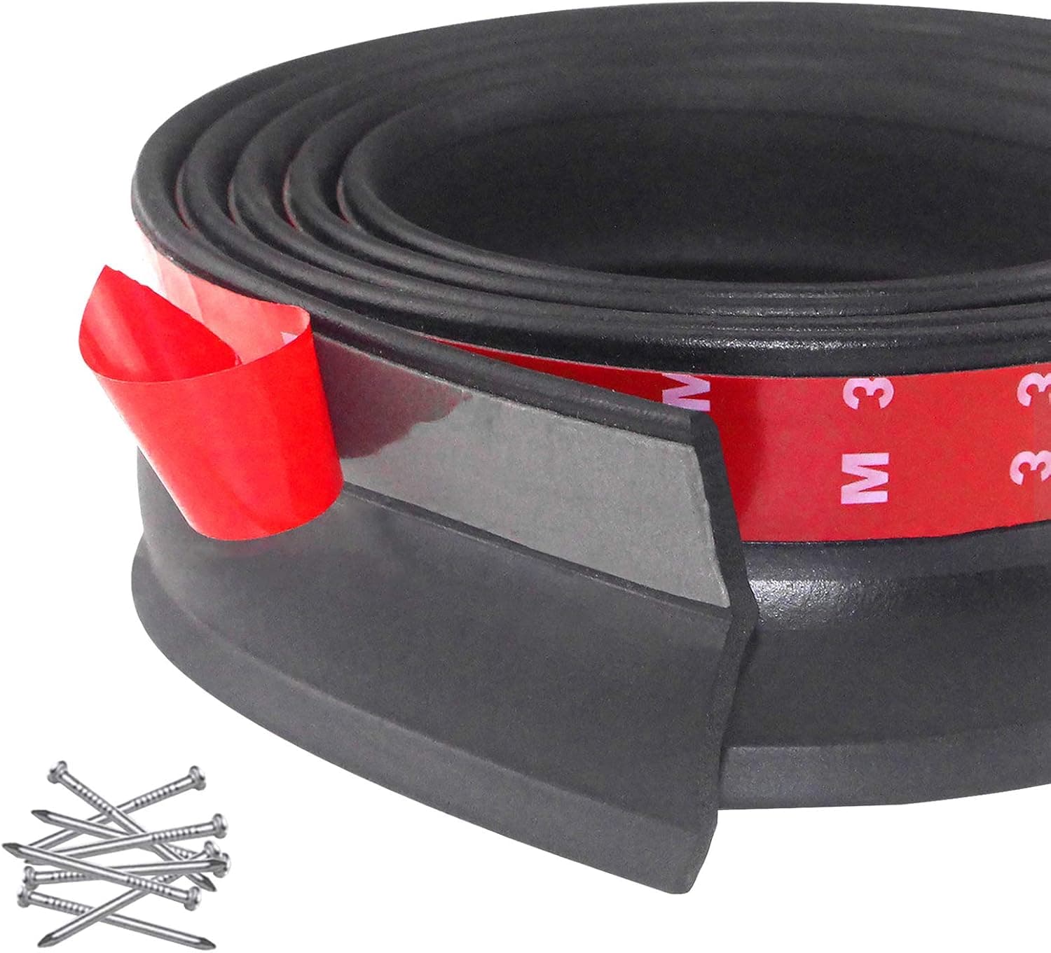 Universal Garage Door Seal, Garage Door Rubber Seal Strip Replacement, Weatherproofing Garage Door Weather Stripping with Nails (10 Feet)