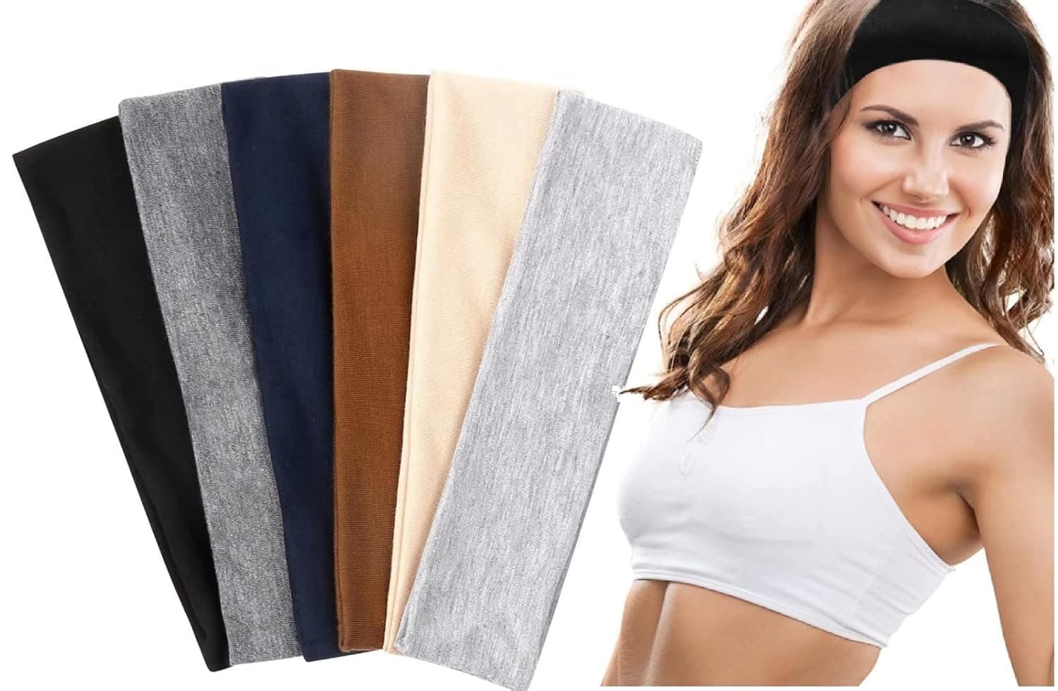 TERSE Headbands for Women Short Hair Non Slip Elastic Sweat Hairbands Soft Fabric Hair Bands for Women's Hair, Workout Yoga Running Sport Thin Hair Wrap for Girls