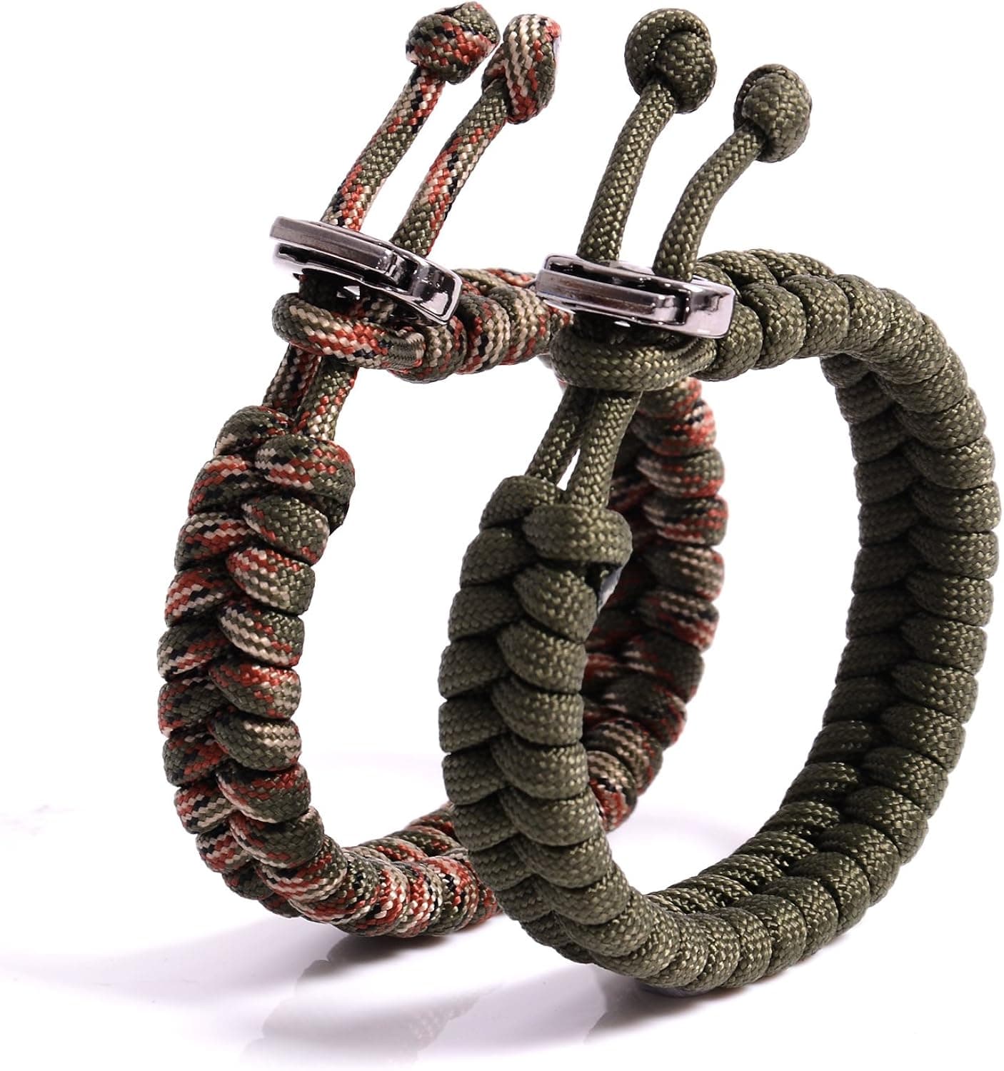 The Friendly Swede Set of 2 Fish Tail Paracord Bracelets with Metal Clasp, Survival Bracelets for Men, Paracord Bracelets for Men, Rope Bracelets - Adjustable Size