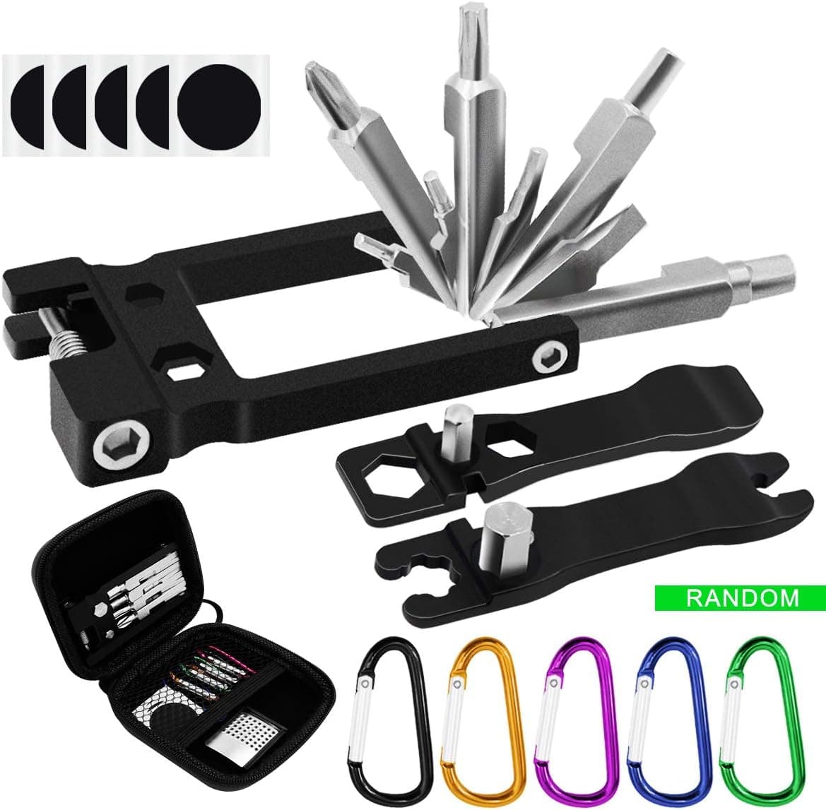 Fistveroy 20-in-1 Bike Bicycle Multifunctional Repair Tool Kit, Riding Tire Repair Tool Set, Hex Key Wrench Tire Patch Lever Portable Handy Multi-Tool Maintenance Fix Mini Set for Road Mountain Bikes