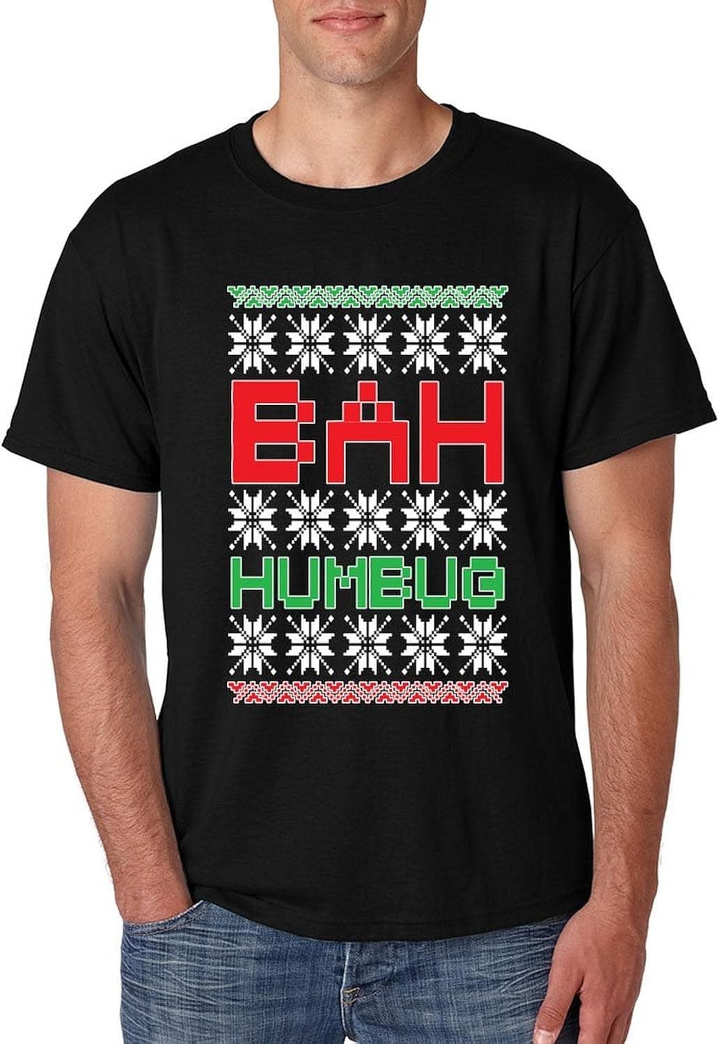 ALLNTRENDS Men's T Shirt Bah Humbug Ugly Christmas Sweater Gift