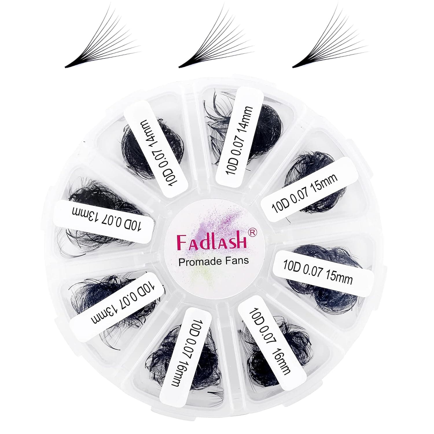 Lash Extension 1000 Fans/Tray Mixed Premade Fans Eyelash Extensions D Curl Promades Eyelash Volume Lash Extensions Loose Fans Pre Made Volume Lashes Pointed Base (10D-0.07D, 13-16mm)