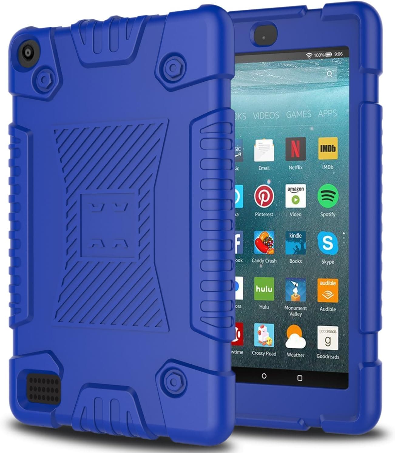 DONWELL Kindle Fire 7 Tablet Case New 2017 Silicone Rubber Soft Case Anti-Slip Light Weight Protective Cover for All-New Amazon Fire HD 7 inch (ONLY for 7th Generation 2017 Model) (Navy Blue)