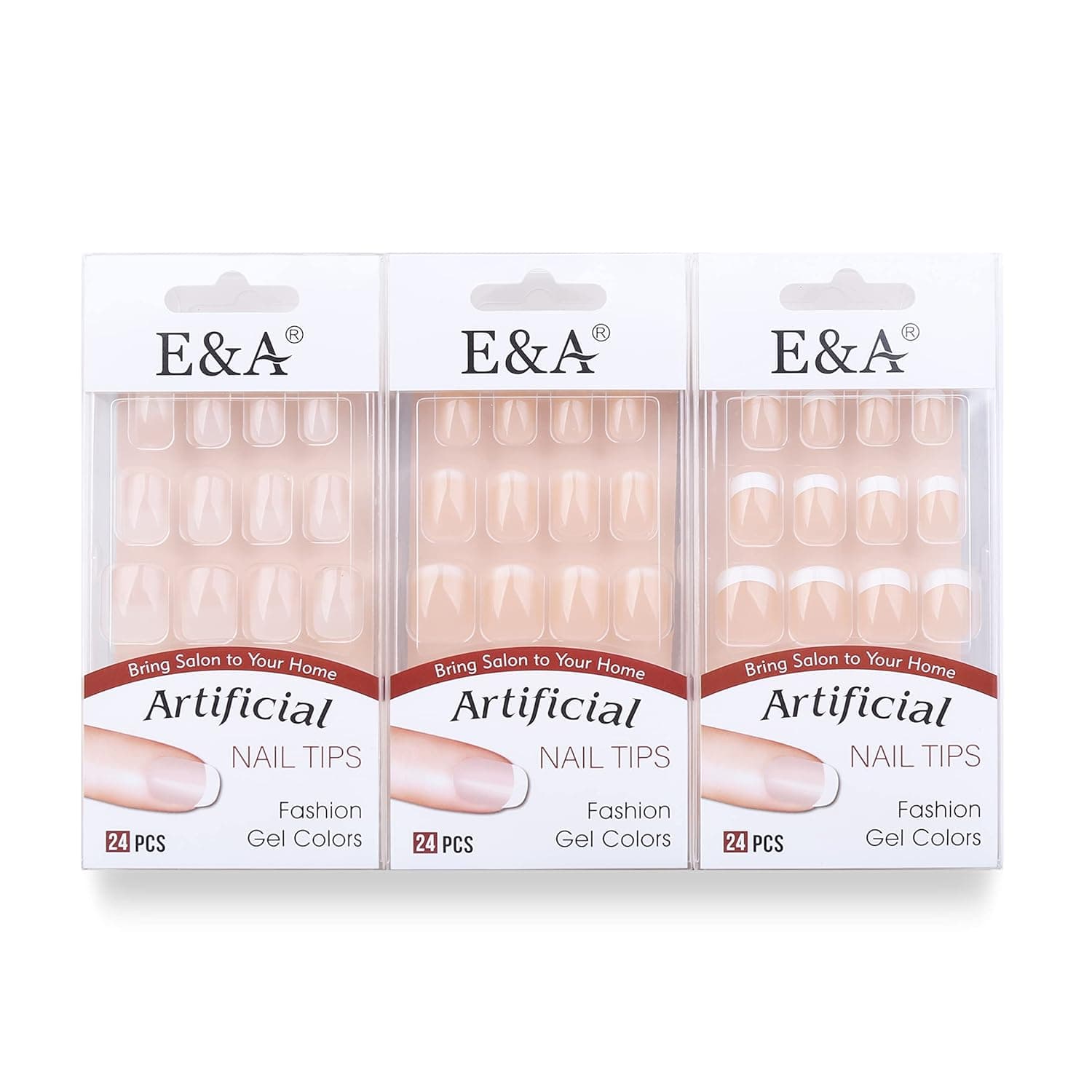 3 Pack Omber French False Nails For Women Short Pink Acrylic Full Cover Press On Fake Nail Tips(FS88A13PK3)