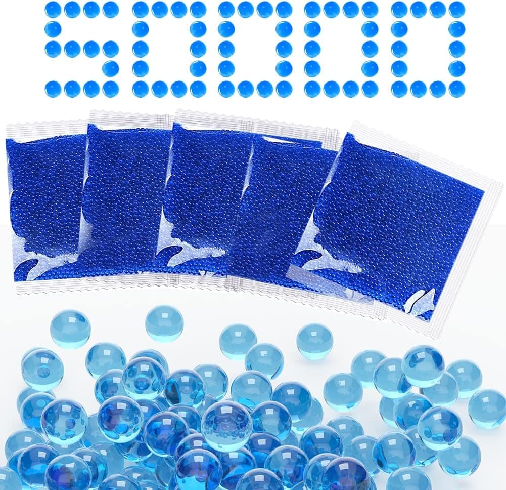 Gel Water Balls Beads Refill Ammo 7-8 mm, 5 Pack, 10000 Pieces Per Pack, Gel Splater Ball Blaster Bullets Made of Non-Toxic Eco Friendly Water Ball Compatible with Splatter Gall