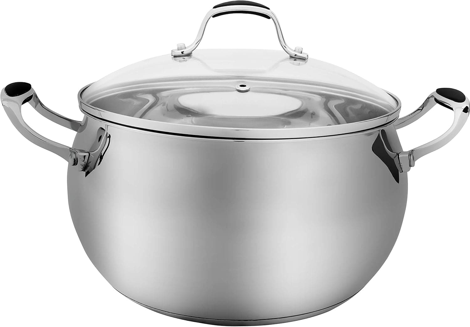 ELITRA Stainless Steel Casserole Pot and Glass Lid For All Stovetops 7 QT - Silver