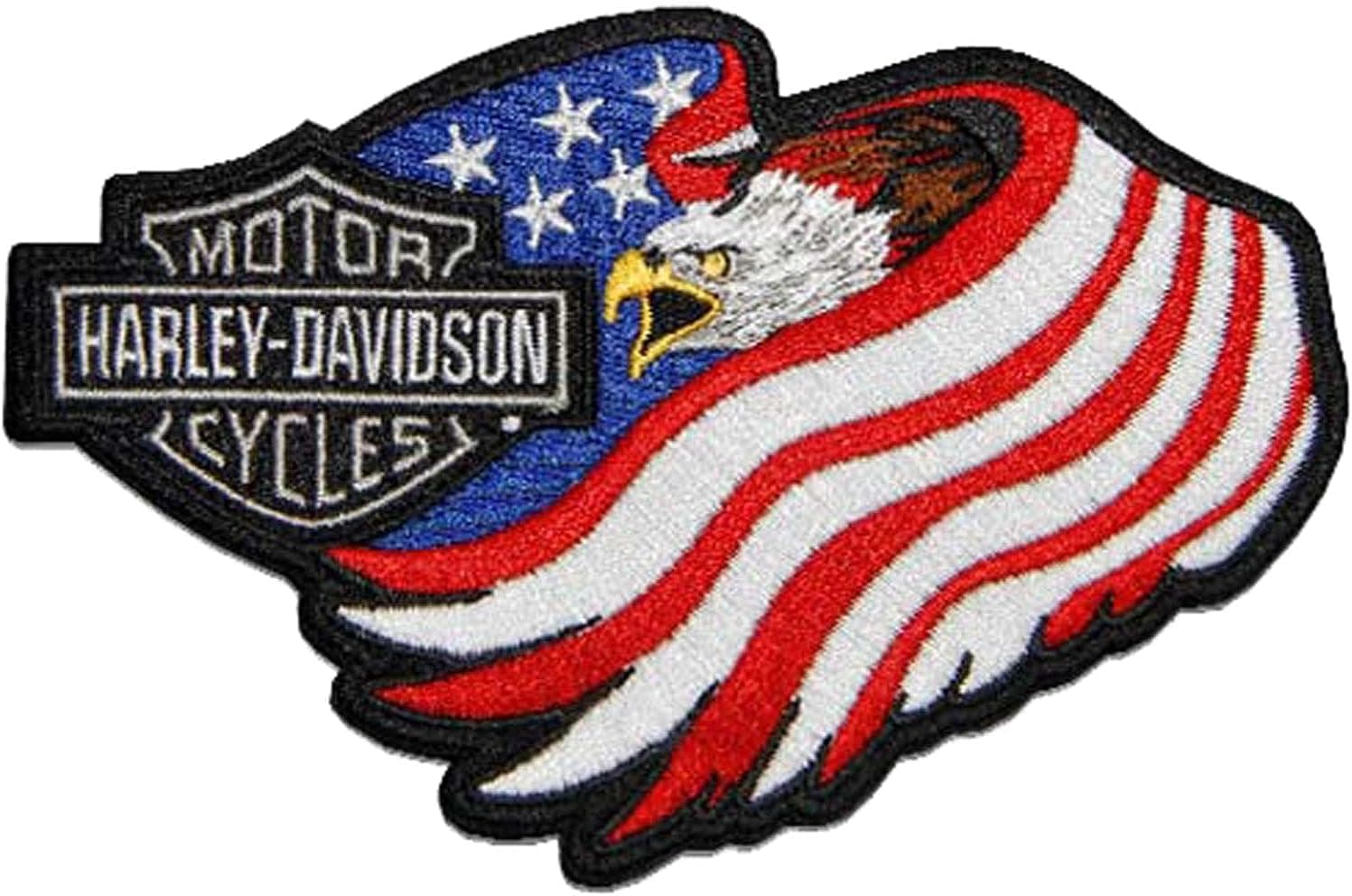 Harley-Davidson 5 in. Woven American Flag Eagle B&S Logo Emblem Sew-On Patch