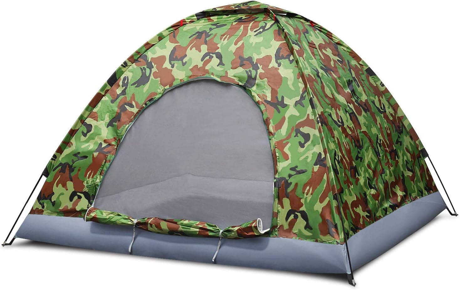 Flexzion 4 Person Camping Tent, Camouflage - Large Waterproof Lightweight Family Tent with Portable Carrying Bag, Ventilation Window Mesh, Easy Setup for Trekking Hiking Hunting