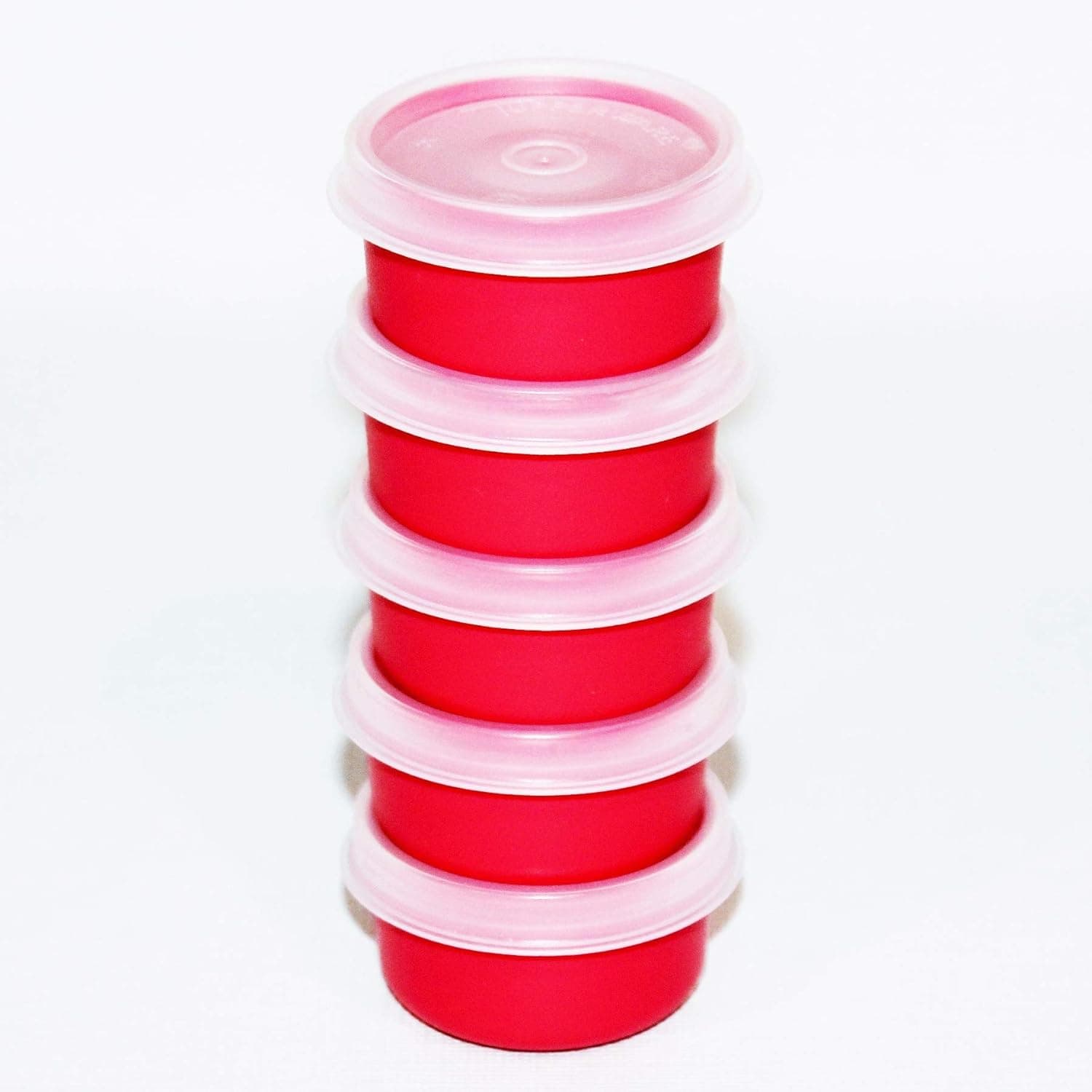 Tupperware Set of 5 Smidgets Mini 1 Ounce Containers Red