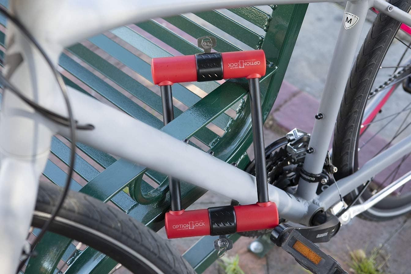 Option Lock: Original Two Sided Lock - Heavy Duty Bicycle Lock - Prevents Bicycle Theft - for Road Bike | Mountain Bike | Electric Bike | Folding Bike - Biking Safety Tool - Anti Theft > Ulock