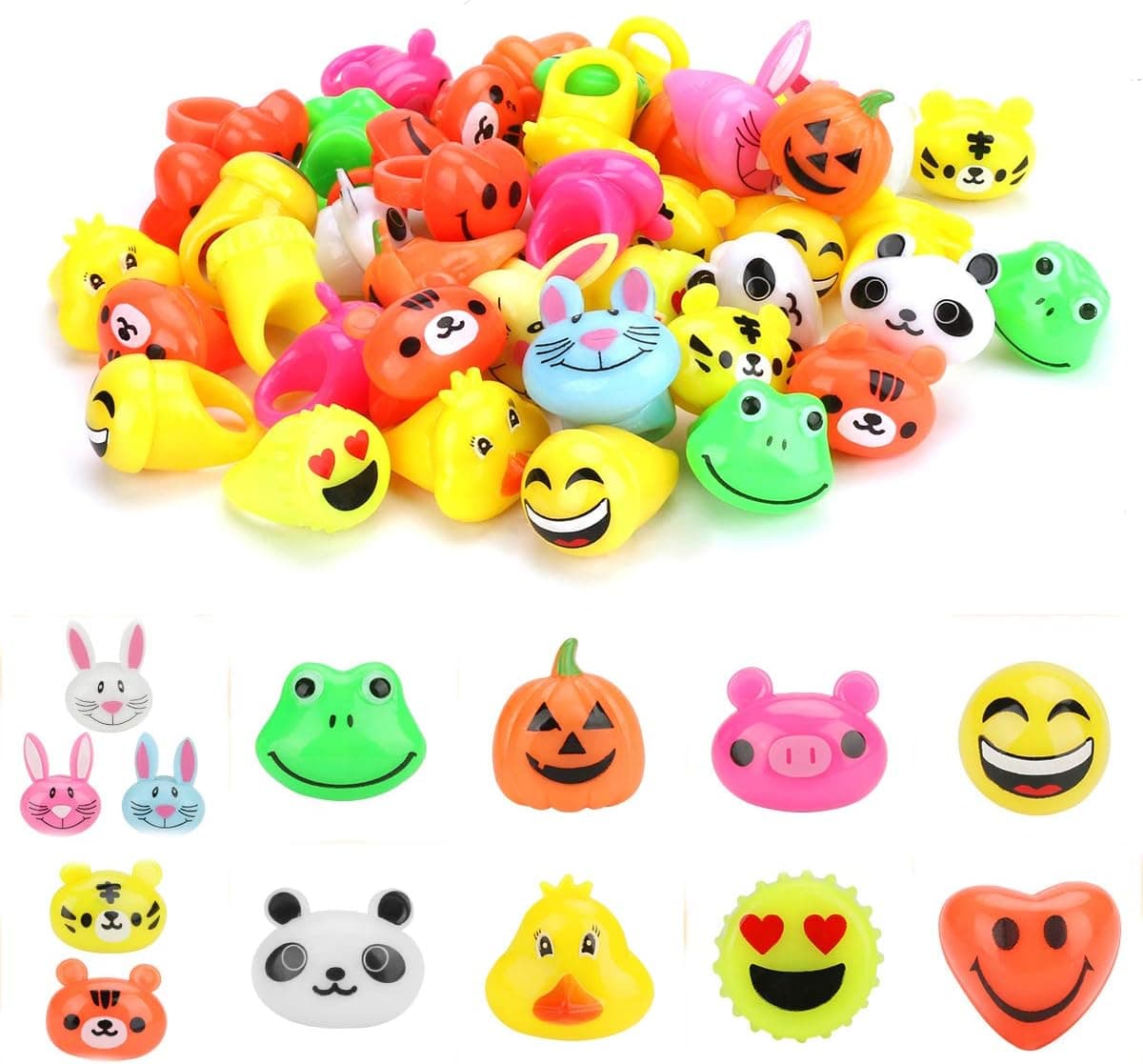 Allnice Jelly Rings 48 Pack Light Up Rings Party Favors for Kids Flashing Led Rubber Finger Ring Toys Glow Rings in The Dark Party Supplies Rave Accessories