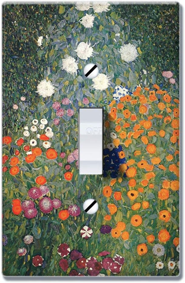 WIRESTER Single Gang Toggle Light Switch Plate/Wall Plate Cover - Gustav Klimt Flower Garden