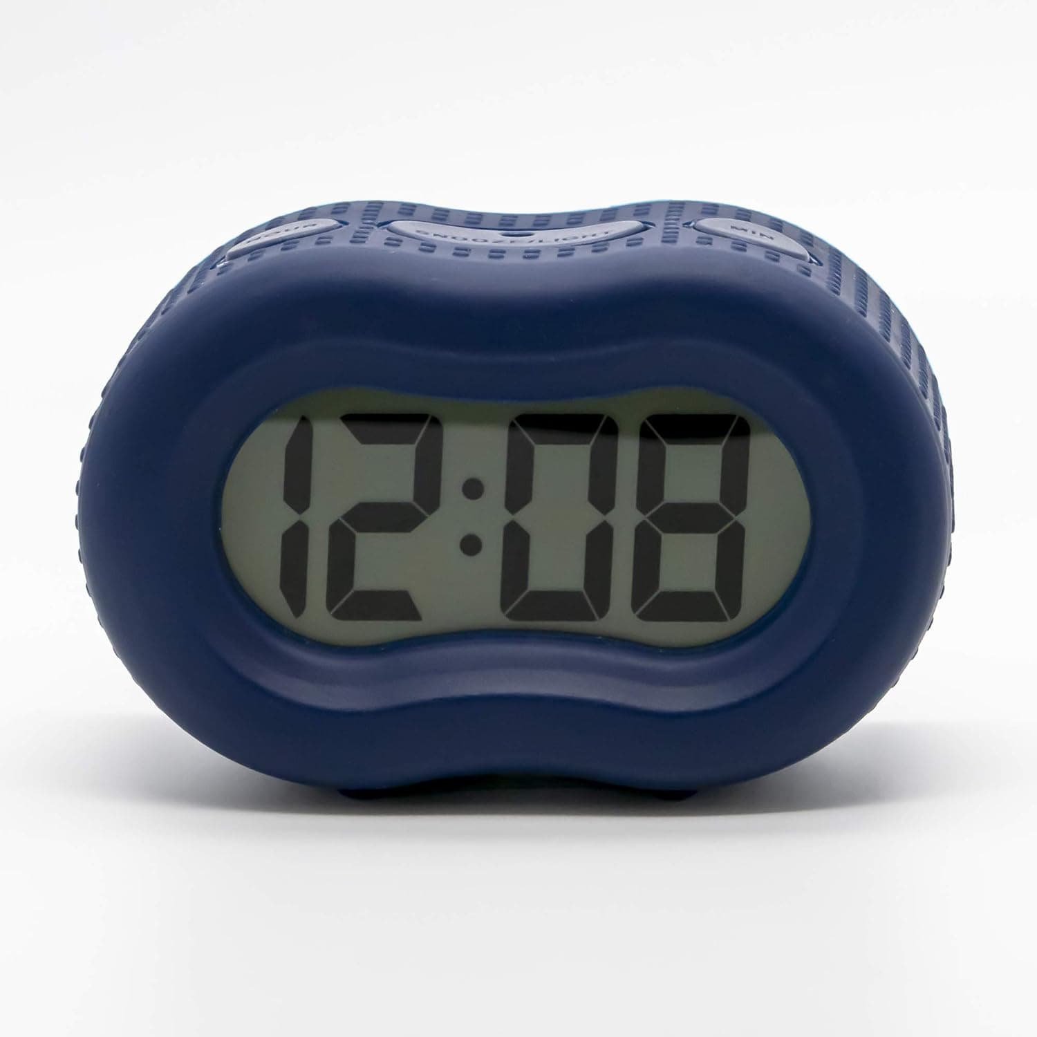 Timelink Smartlight Blue Digital Rubber Outer Shell Alarm Clock for Bedrooms Travel, for Men Women, Simple Operation, Automatic Smart Night Light Dimmer, Large Display, Snooze, Small Clock for Kids