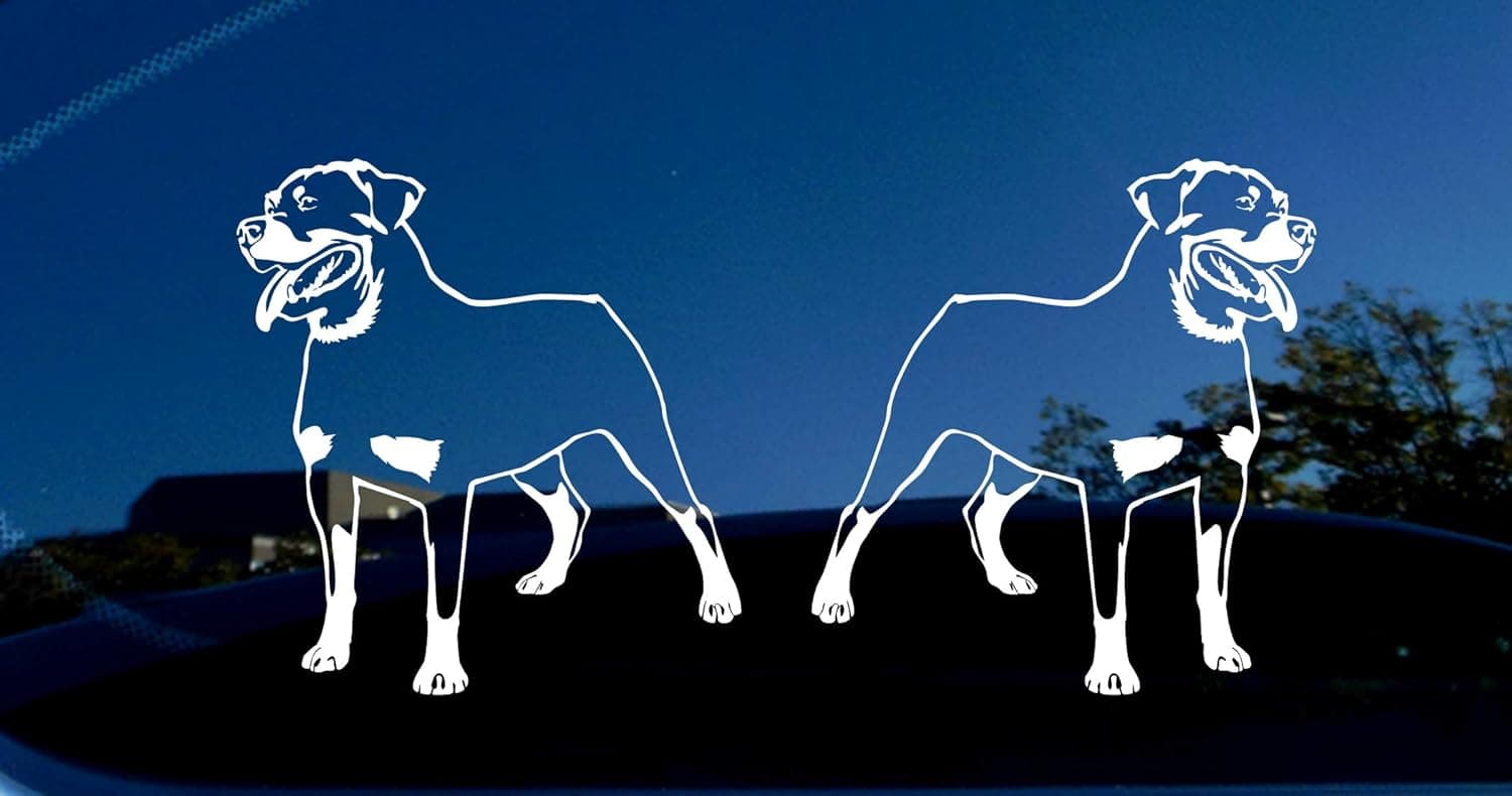 AmiArt Rottweiler Decal Stickers Large 6 x 6.4 Inches - Left & Right.