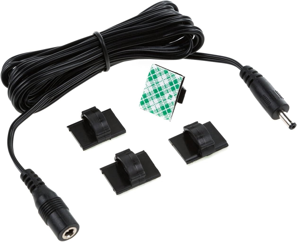 EShine Extension Cable - Male to Female, 3.5mm x 1.35mm, for LED Under Cabinet Lighting with Wire Clips (6.5ft, Black)