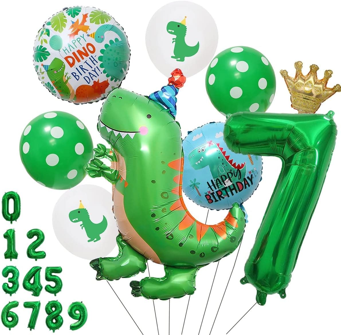 Dinosaur Birthday Balloons - Dinosaur Party Decorations 7 Year Old Dinosaur Balloon Sets Boy or Girl Birthday Party Supply (7st Birthday)