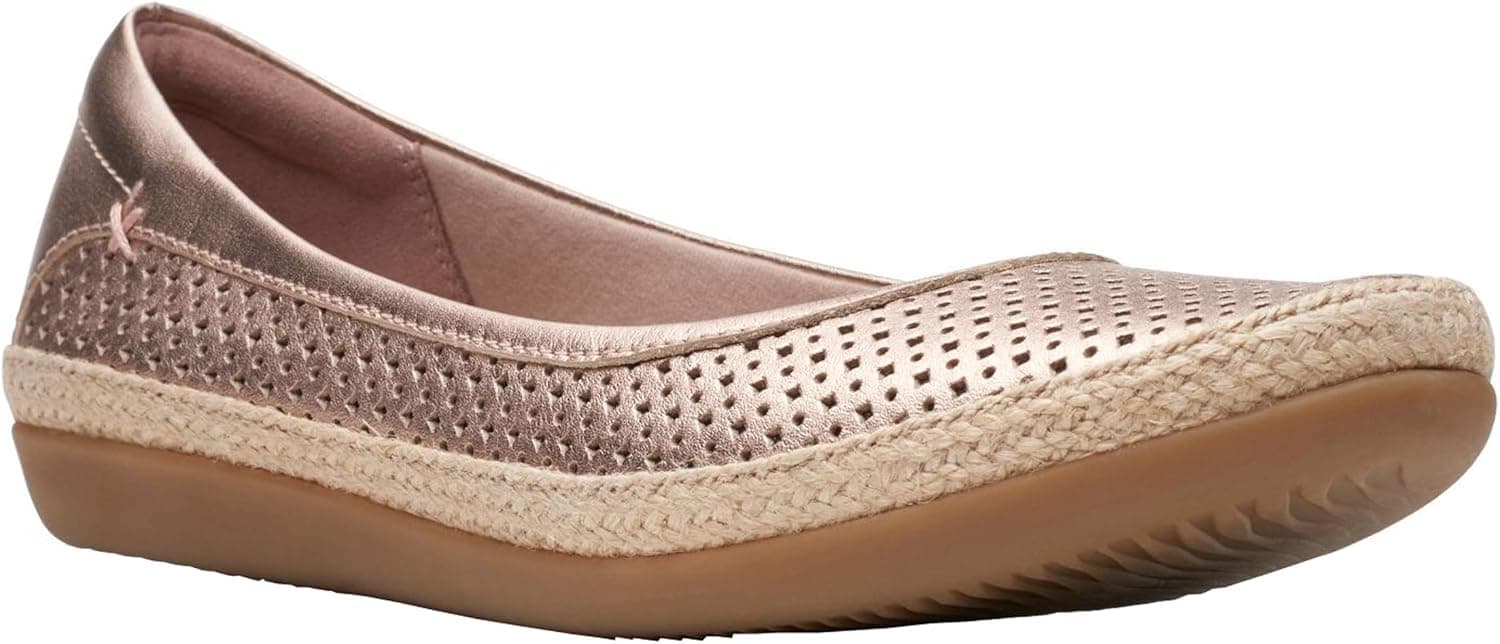 Clarks Womens Danelley Adira Ballet Flat, Rose Gold Leather, Size 7
