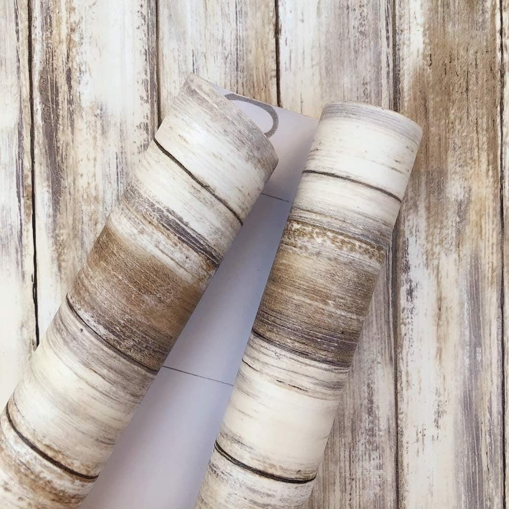 Reclaimed Wood Distressed Wood Panel Wood Grain Self-Adhesive Peel-Stick Wallpaper Removable Wallpaper,Covering Vintage Wood Panel Interior Film Surfaces , Easy to Clean(11.8" x 78.7")