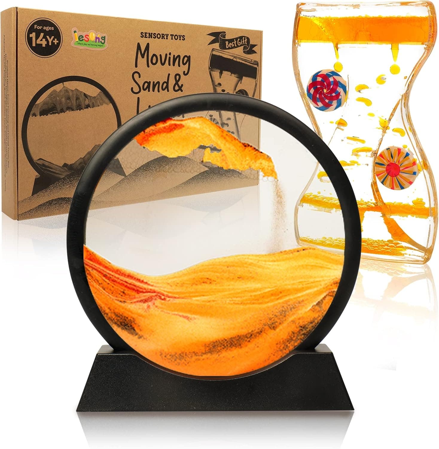Sensory Toy for Kids Adults, Liquid Timer Motion Bubbler & Moving Sand Art Picture Home Office Desktop Decor,Calming Relaxing Gift for Boys Girls