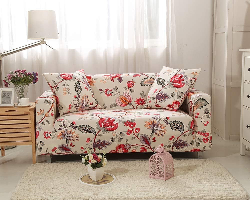 MIDODO Printed Couch Cover Stretch Sofa Covers Patterned Sofas Seater Slipcovers for 3 Cushion Couch Set QAN (3 Seater/Large 2 Seater)