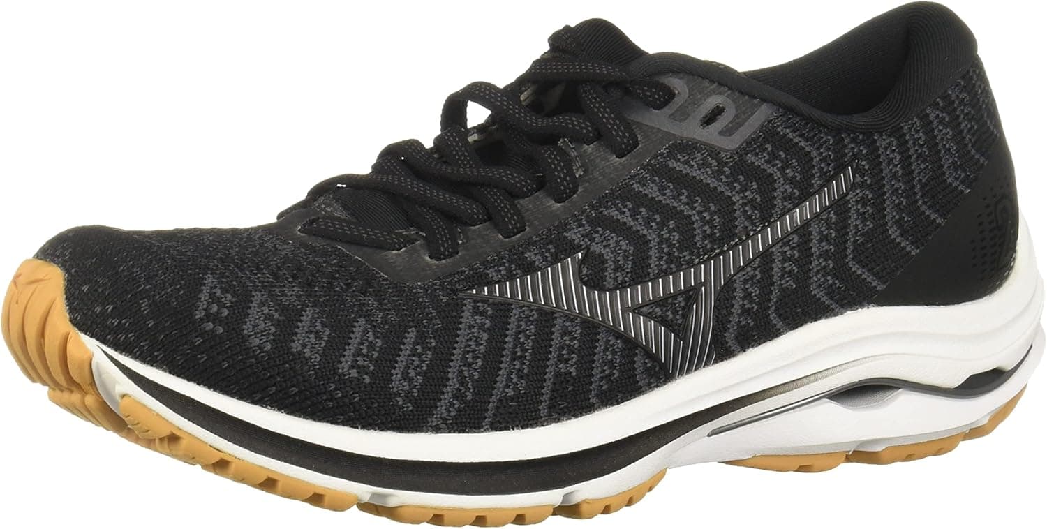 Mizuno Women's Wave Rider 24 WAVEKNIT Running Shoe, Black-Dark Shadow, 9 B US