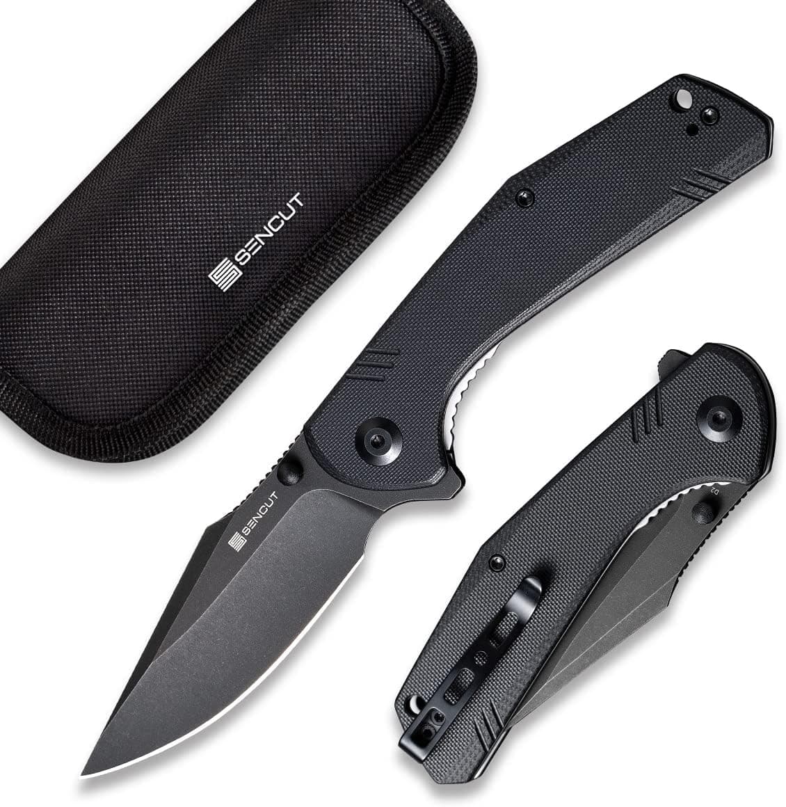 SENCUT Actium Folding Pocket Knife, 3.46’’ D2 Satin Blade G10 Handle, Liner Lock Flipper Knife with Ceramic Ball Bearing, Good For Outdoor Hiking Camping Hunting SA02
