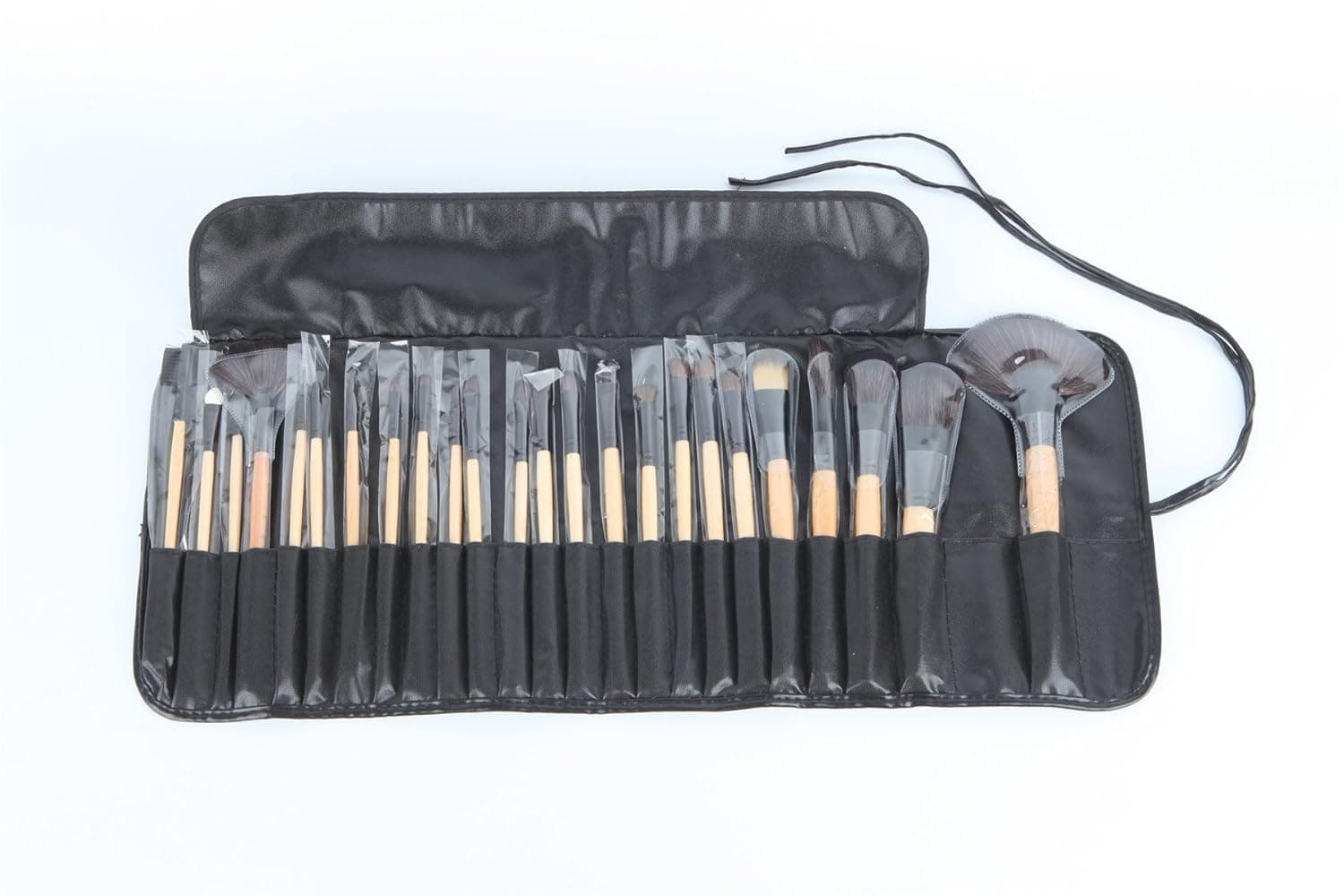 Ecvtop 24pcs Professional Bridal Eye Lip Powder Face Makeup Brush Set Cosmetic Makeup Brush Tools with Faux Leather Pouch (Wood)