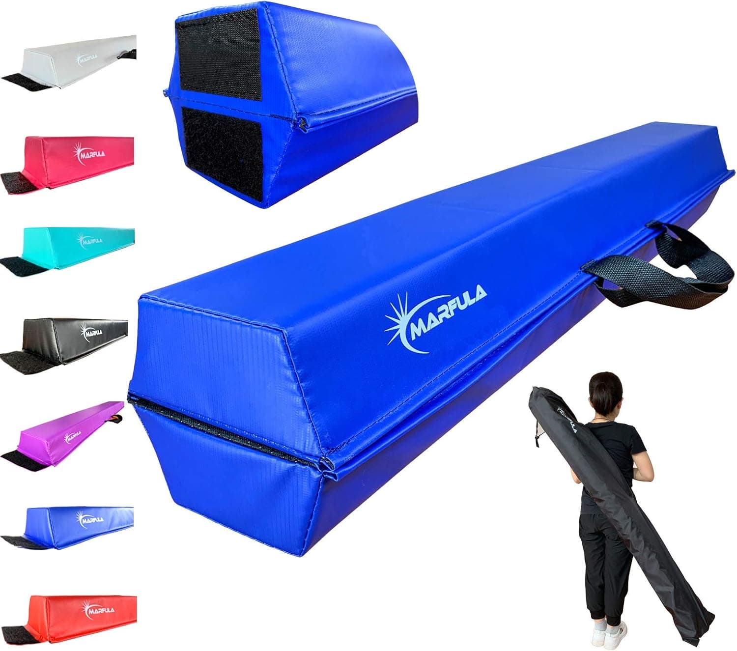 MARFULA 6 FT / 8 FT / 9 FT / 10 FT Balance Beam Folding Floor Gymnastics Equipment for Kids, Non Slip Base, Gymnastics Beam for Training Home Gym Use