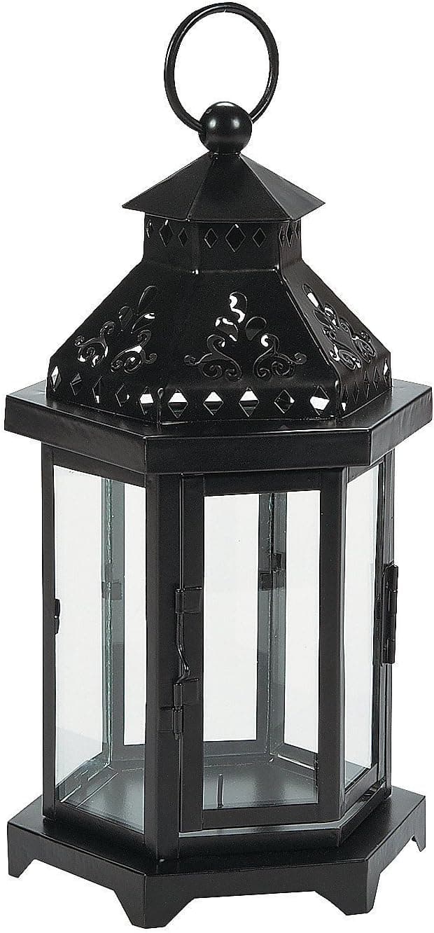 Black Metal Hexagon Lantern for Wedding and Home Decor