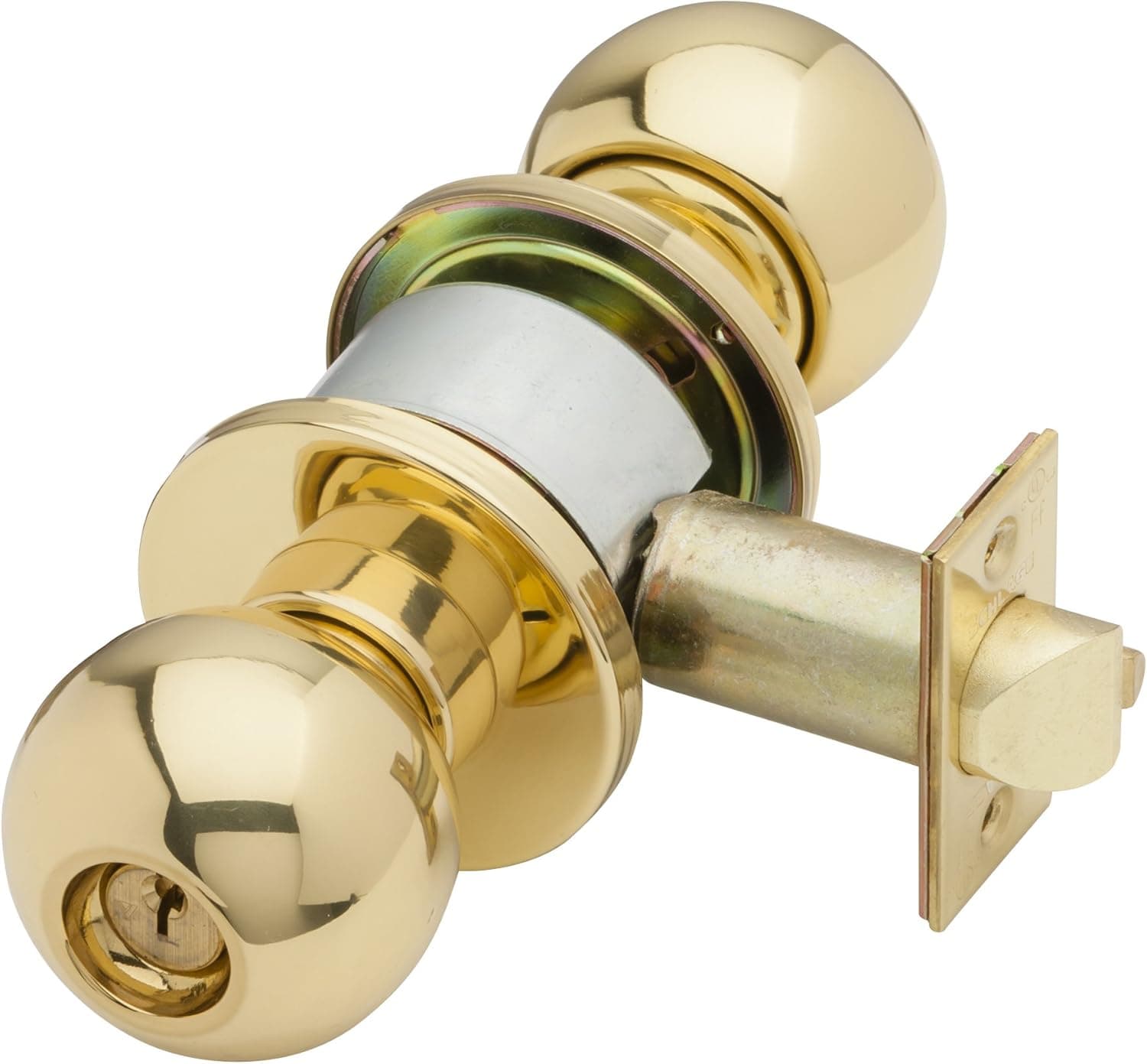 Schlage D80PD ORB 605 C123 Keyway Series D Grade 1 Cylindrical Lock, Storeroom Function, C123 Keyway, Orbit Design, Bright Brass Finish